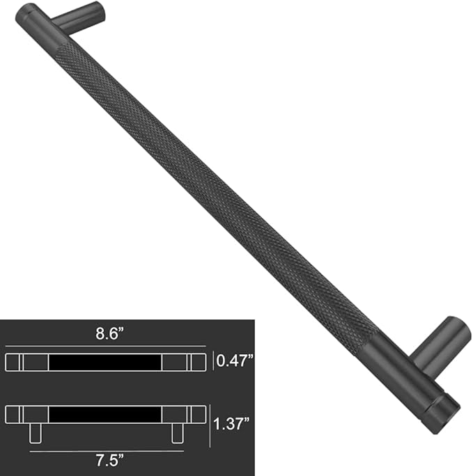 12 Pack 7 1/2 Inch 192 mm Barrel Cabinet Pulls Black Cupboard Aluminum Handles Drawer Pull Cabinet Handles(12 Pack, Black, 7 1/2 Inch)