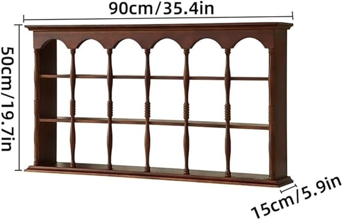 Vintage Cup Rack, Wooden Wall Cabinet, Mid-Century Wall-Mounted Storage Shelf, Solid Wood Display Rack, Curio Cabinet for Organization(35.4 * 5.9 * 19.7in)