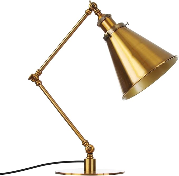 Makeup Vintage Desk Lamp, Industrial Metal Task Table Lamp with Adjustable Swing Arm, Bedroom Bedside Night Light Cafe Antique Reading Lighting,Gold