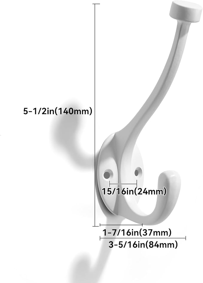 khtumeware The 5 Pack Heavy-Duty zinc Alloy White Coat Hook is Suitable for bathrooms, Behind Doors, bedrooms, corridors, and is a Towel Robe Hooks for Both Household and Commercial use