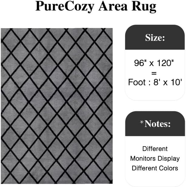 8x10 Checkered Rug for Living Room Black and White Modern Soft Area Rug Fluffy Non-Slip Carpet for Bedroom Playroom Home Aesthetic Decor