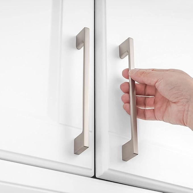 KOOFIZO 10 Pack 6-1/4 Inch Brushed Nickel Kitchen Cabinet Pulls Stain Nickel Cabinet Handles Silver Cabinet Hardware for Kitchen Cabinets Drawer P01 Dresser Cupboard Bedroom Bathroom