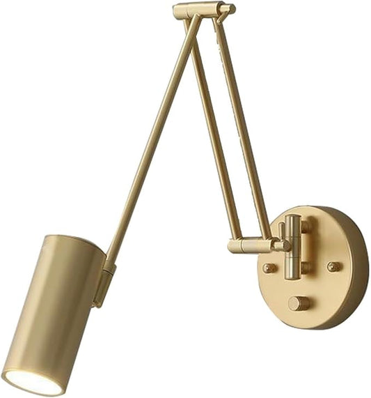 Dimmable Swing Arm Wall Sconce Retro Modern Iron Lamp with Rotatable Folding Long Reading for Indoor Bedroom Study Office