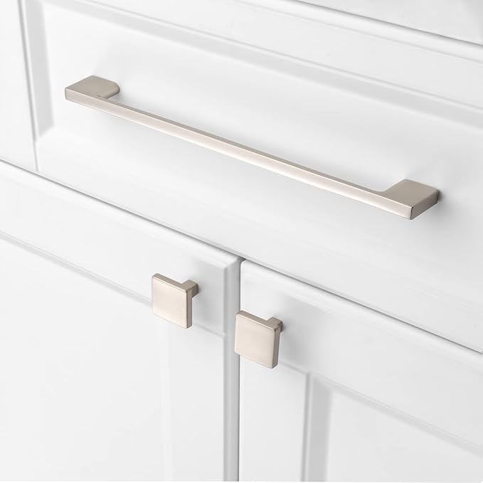KOOFIZO 5 Pack 8-4/5 Inch Brushed Nickel Kitchen Cabinet Pulls Stain Nickel Cabinet Handles Silver Cabinet Hardware for Kitchen Cabinets Drawer P01 Dresser Cupboard Bedroom Bathroom