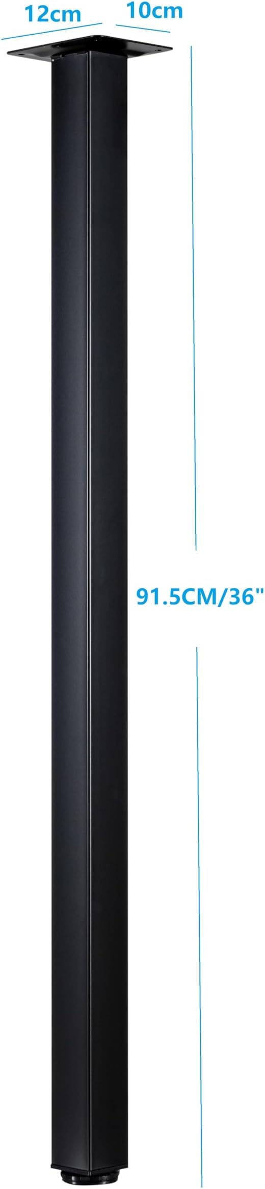 WUHUANGKAKA 36 Inch Adjustable Metal Furniture Legs, Square Office Table Legs,DIY Workbench, Casual Dining Table, etc. Black(Set of 4) with Floor Protectors.