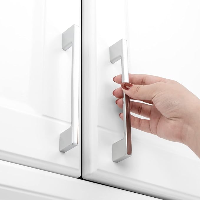KOOFIZO 20 Pack 5 Inch Polished Chrome Kitchen Cabinet Pulls Chrome Cabinet Handles Chrome Cabinet Hardware for Kitchen Cabinets Drawer P01 Dresser Cupboard Bedroom Bathroom