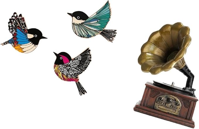 Baoblaze Wooden Bird Wall Art Sculpture Vintage Statue Resin Figurine Retro Ornament for Garden Study Room Farmhouse Housewarming Valentine's Day Birthday Gift