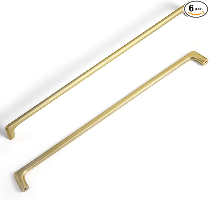 Goo-Ki Brushed Brass Cabinet Pulls with 12.6'' Hole Centers, Modern Style Zinc Alloy Cabinet Handles for Dresser,Wardrobe,Cupboard- 6 Pack……