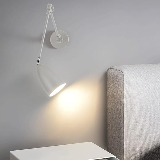 Retro Swing Arm Wall Lamp, Adjustable Bedside Reading Light, E27 Lighting Fixture, Retractable Wall Sconce, Antique Metal Wall Lamps for Bedroom, Living Room, Study Room