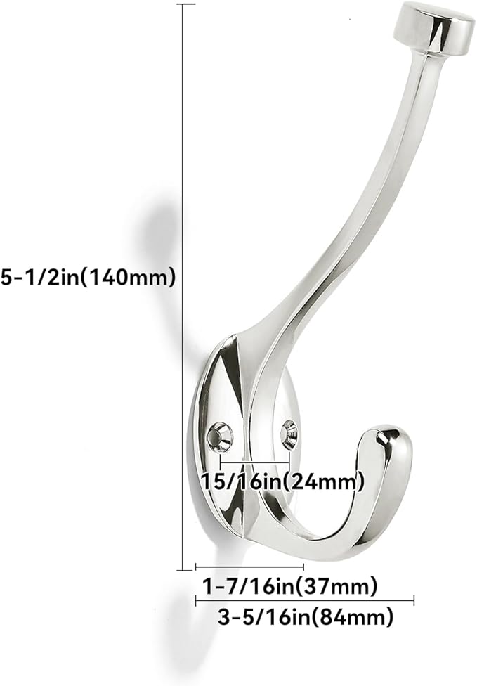 khtumeware The 5 Pack Heavy-Duty zinc Alloy Polished Nickel Coat Hook is Suitable for bathrooms, Behind Doors, bedrooms, corridors, and is a Towel Robe Hooks for Both Household and Commercial use