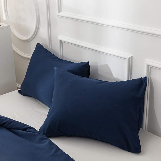Pureant Navy Blue Comforter King Set Dark Blue Bedding Comforter Set Solid Navy King Blanket Quilts Men Women Cotton Blue King Size Comforter Breathable Soft Navy Blue Comforter with 2 Pillowcases