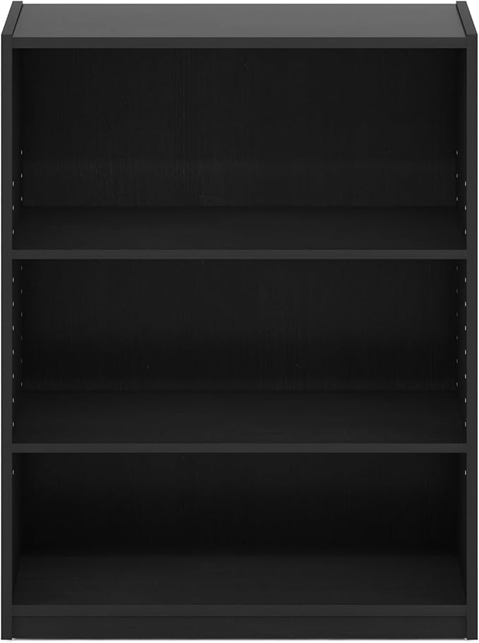 Furinno GEHRY Book Shelf, 3-Tier Small Bookshelf, Bookcase with Adjustable Shelves, 11.6 x 24.8 x 31.6, for Organization and Storage, for Living Room, Bedroom, Home Office, Blackwood
