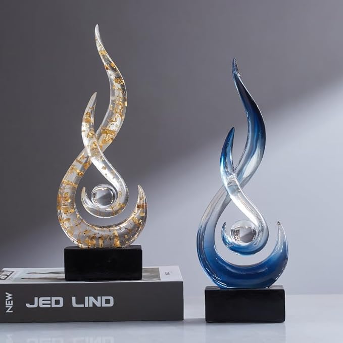 Modern Abstract Art Table Decoration,Resin Flame Statue Modern Blue Centerpiece Ornaments for Living Room Great Gift Idea Home Decor,Collectibles