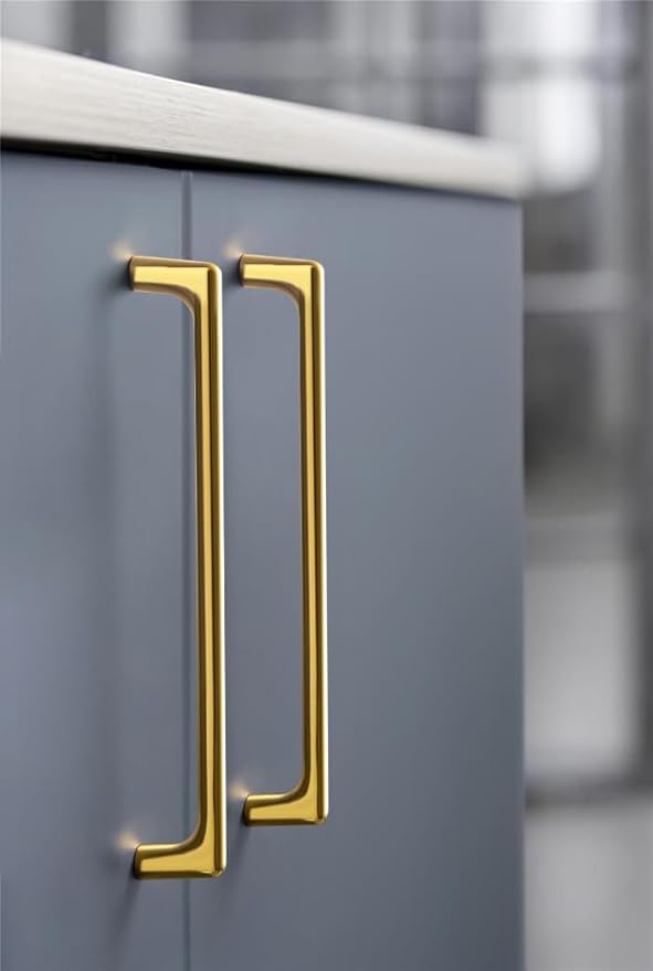Goo-Ki Polished Rich Gold Cabinet Pulls with 7.6'' Hole Centers, Modern Style Zinc Alloy Cabinet Handles for Dresser,Wardrobe,Cupboard- 6 Pack……