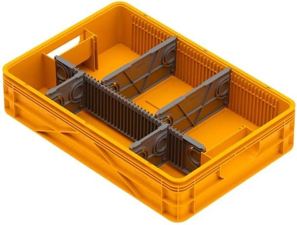 SIDIO Quarter Crate 4 Pack of Stackable Storage Bins - Organizer Bins with Dividers for Garage Organization, Home Storage - Heavy Duty Plastic Containers - 19.16” x 12.75”x 4.57” (Sol)