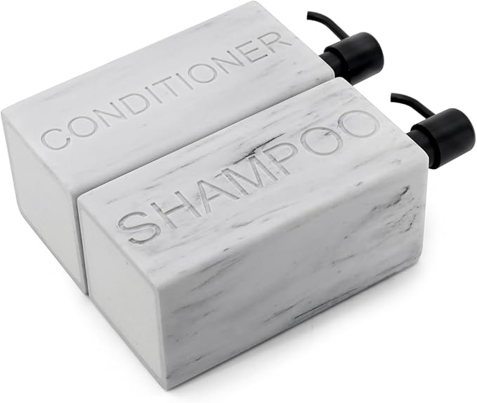 Rectangular Resin Dispenser Premium Bathroom Shampoo Conditioner Body Wash Bottle Modern Refillable Pump Design