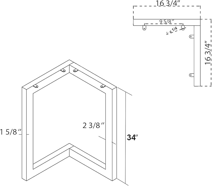 34" L-Shaped Black Steel Table Legs, Set of 2, 34" H x 23.5" W x 1/16" T, Up to 330 Lbs Weight Capacity, Perfect for Dining, Office, Kitchen Tables