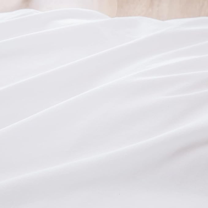 BESTOUCH Duvet Cover Set 100% Washed Cotton Linen Feel Super Soft Comfortable Chic Lightweight 3 PCs Home Bedding Set Solid Bright White Super King Plus