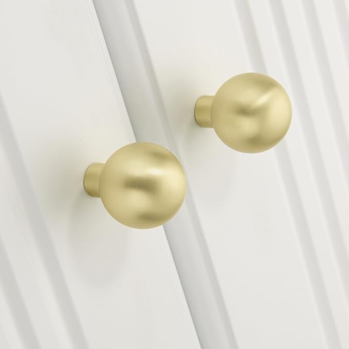 Lardmon 3 Pack Brushed Gold Cabinet Knobs Drawer Knobs 1 Inch(25mm) Diameter Modern Single Hole Cabinet Pulls Solid Kitchen Knobs Cabinet Handles Heavy Duty Kitchen Hardware for Dresser