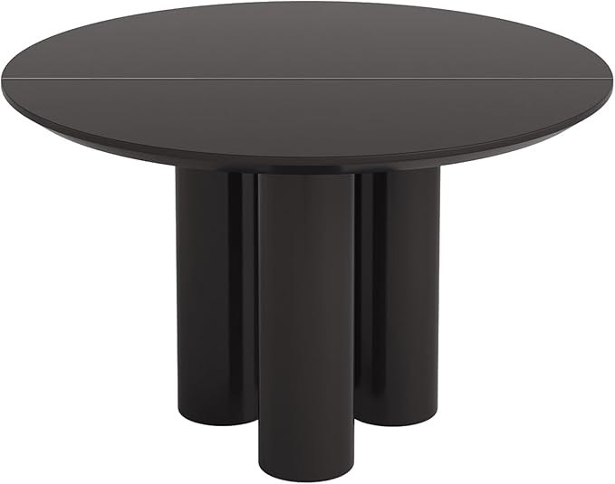 46.06" Round Dining Table for 2-4 Person, Circular Black Kitchen Table, Modern Dining Room Table for Kitchen, Living Room, Bar, Space Saving, Table Only