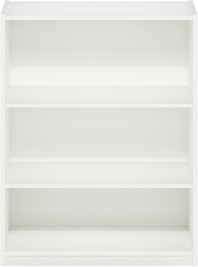 Furinno GEHRY Book Shelf, 3-Tier Small Bookshelf, Bookcase with Adjustable Shelves, 11.6 x 24.8 x 31.6, for Organization and Storage, for Living Room, Bedroom, Home Office, White