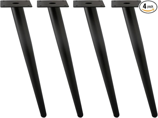 Oblique Furniture Leg 18 Inch, Slant Tapered Metal Coffee Table Legs 4pcs, Mid Century Modern Sofa Cabinet Feet Black for Home DIY Project