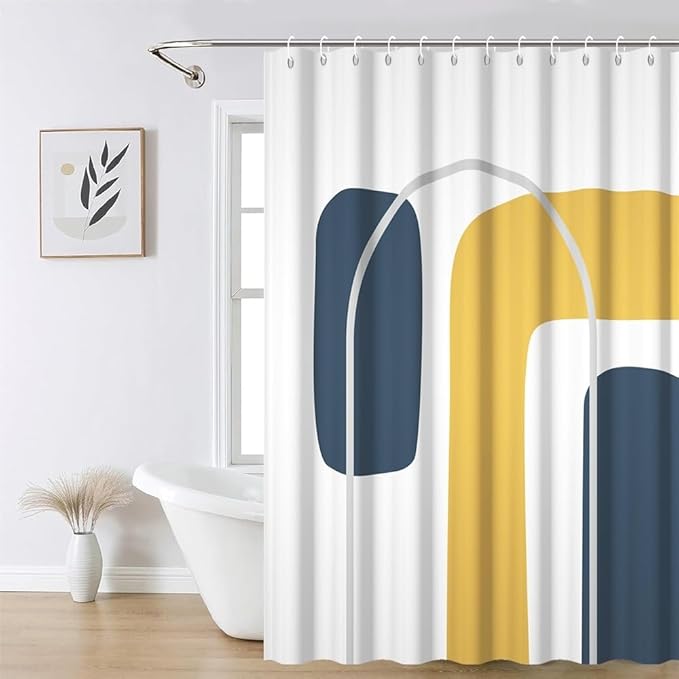 Boho Abstract Shower Curtain for Bathroom Modern Minimalist Neutral Bathroom Decor Simple Geometric Arch Aesthetic Bathtub Curtains Machine Washable Waterproof Polyester Fabric with Hooks 65x72 Inch