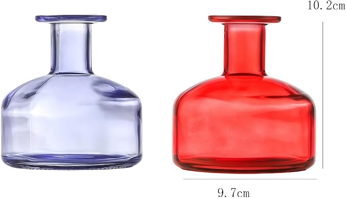 Red Empty Glass Reed Diffuser Bottles,300ml Refillable Diffuser Bottle for Essential Oils,Aromatherapy Container for DIY Replacement Diffuser,Fragrance Decoration,Crafts Decor,Small Flower Vase