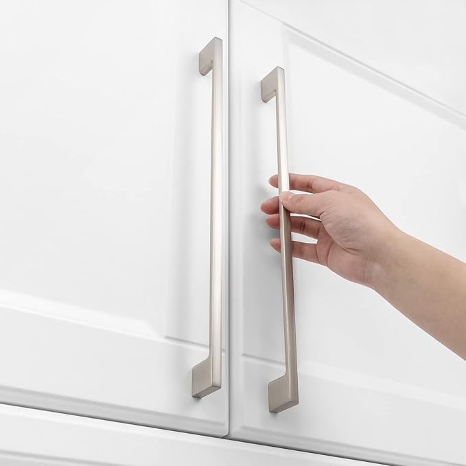 KOOFIZO 1 Pack 11-5/16 Inch Brushed Nickel Kitchen Cabinet Pulls Stain Nickel Cabinet Handles Silver Cabinet Hardware for Kitchen Cabinets Drawer P01 Dresser Cupboard Bedroom Bathroom
