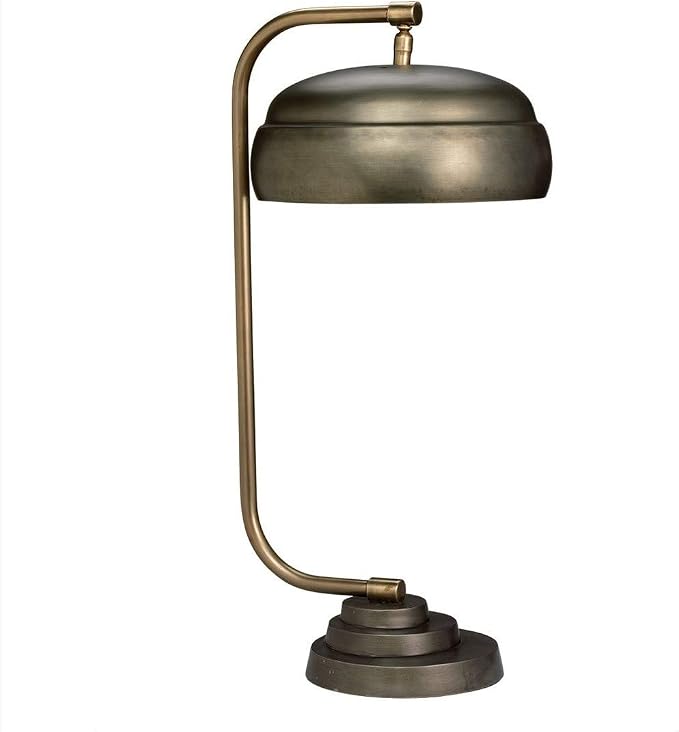 MY SWANKY HOME Retro Industrial Arm Desk Tall Table Lamp | Metal Shade Curved Silver Brass
