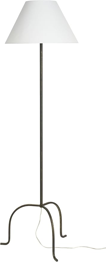 Nourison 66" Black Wrought Iron Heritage Metal Slim Tripod Standing Floor Lamp for Modern, Industrial, Minimalist Living Room, Bedroom, Dining Room, Reading