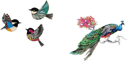 Fenteer Bird Wall Hanging Wooden Bird Wall Art Flying Birds Wall Decor Wooden to Install Material Suitable for Living Room Bedroom