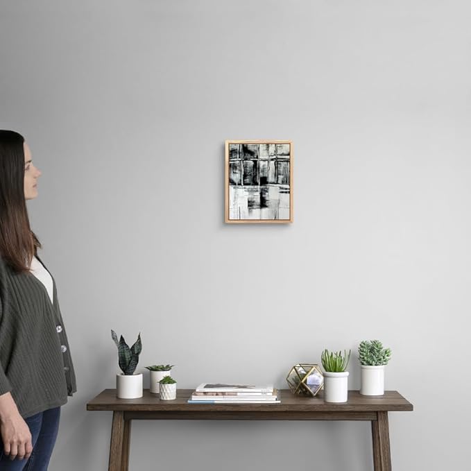 CANVAS ON DEMAND Looking Through Silver Float Framed Canvas Wall Art Print by Erin Ashley, Contemporary, Abstract, Modern, Home Decor, Black and White Artwork,8" x10in