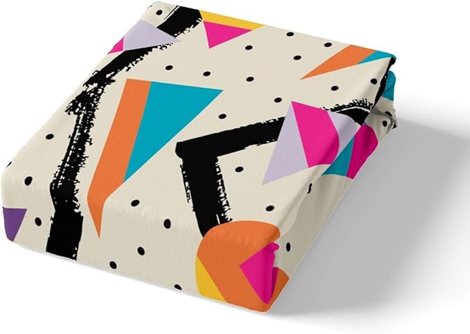 Memphis Duvet Cover Set Twin Size, Retro 80s or 90s Fashion Style Bedding Set for Kids Boys Girls, Geometric Triangle Circle Comforter Cover Soft Polyester Quilt Cover with 1 Pillowcase,No Comforter