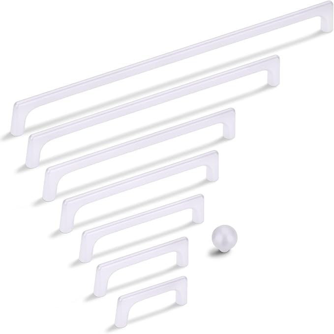 Lardmon 10 Pack Matte White Modern Cabinet Pulls 5 Inch(128mm) Hole Center Timeless Drawer Pulls Vanity Pulls Classic Solid Kitchen Cabinet Handles Hardware for Dresser, 5.4 Inch(138mm) Total Length