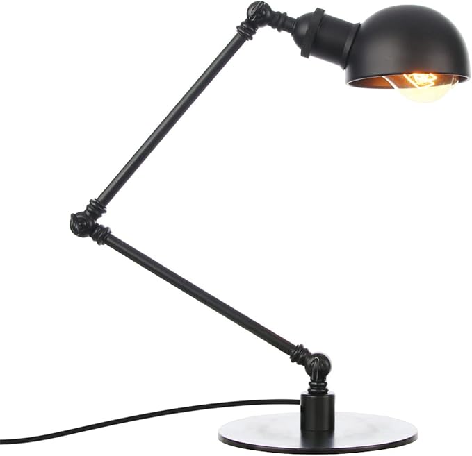 Makeup Vintage Desk Lamp, Adjustable Swing Arm Industrial Metal Task Table Lamp, Bedroom Bedside Night Light Cafe Retro Reading Lighting,Black