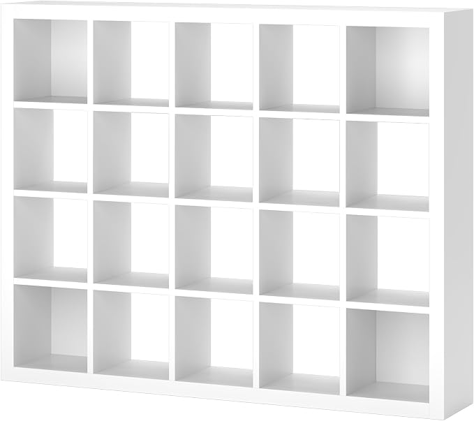 furtble Sturdy Wooden Bookshelf - 20-Cube Organizer, Multifunctional Cubicle Rack for Display & Storage, Living Room, Bedroom, Office, White
