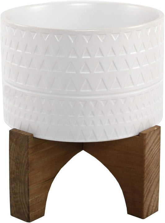 Flora Bunda 7 Inch Pharaoh Ceramic Planter on Stand Mid Century,7" Matte White