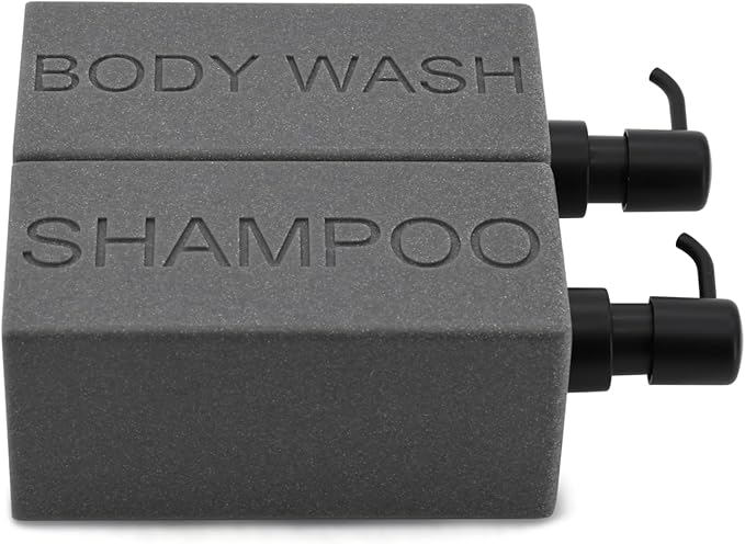 Rectangular Resin Dispenser Premium Bathroom Shampoo Conditioner Body Wash Bottle Modern Refillable Pump Design