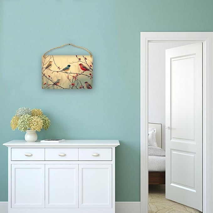 Retro Blue Bird Wooden Art, Vintage Nature-Inspired 12x8 Inch Wall Decors, Perfect for Nature Fans & Cheerful Home Aesthetics