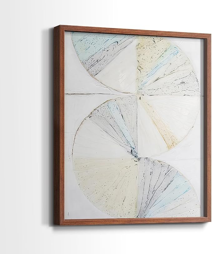 Renditions Gallery Set of 2 Peel & Stick Framed Prints, Geometric Abstract Wall Art, Pie Chart Color Wheels Wall Decor, Re-Stickable - Ready to Hang - 8"x10" - Walnut Frame LT588