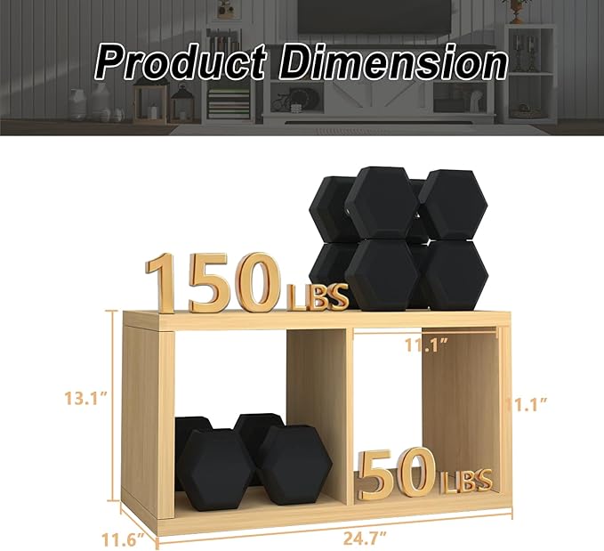 CTESNE【2026 Wooden Thick Frame 2 Cube Storage Organizer Shelf with Anti-Tipping Kits + Reversible Open Back Bookcase, Horizontal and Vertical Dual-use（Oak Color,11inch）