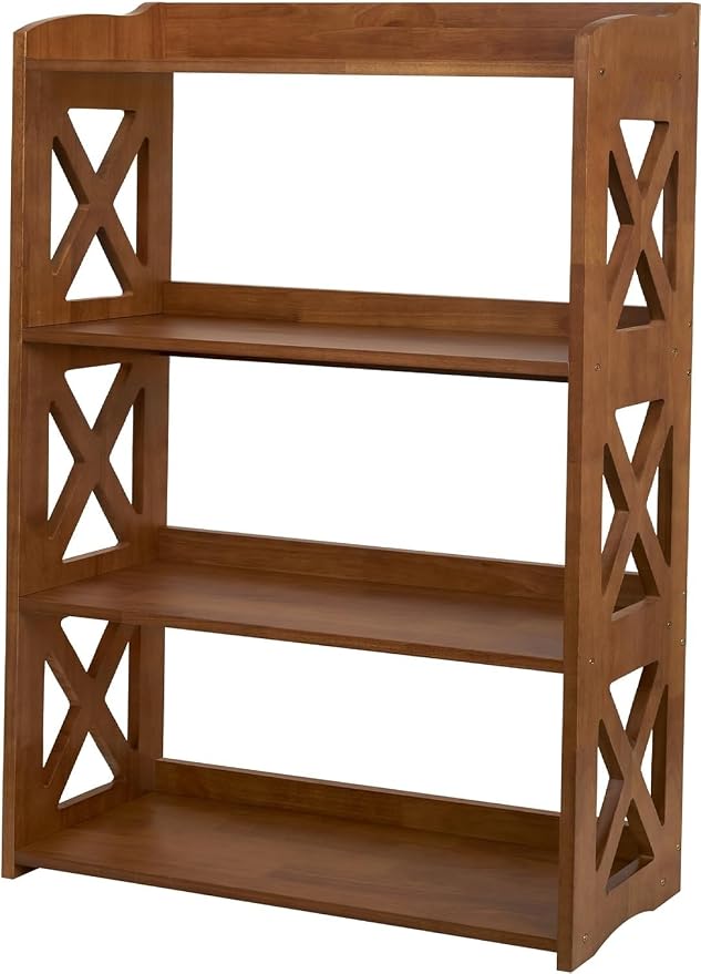 4 Tier Bookshelf, Wood Bookshelf with Open Shelves, Narrow Bookshelf Freestanding Storage Organizer, 4 Shelf Bookcase Small Bookshelf Display Brown Bookcase for Living Room Bedroom Office