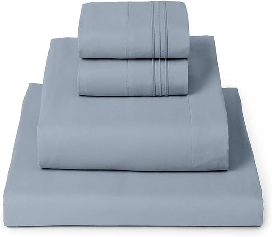 Mellanni Full Sheets Set - 4 PC Iconic Collection Bedding - Hotel Luxury, Extra Soft, Cooling Bed Sheets - Wrinkle, Fade, Stain Resistant (Full, Blue Hydrangea)
