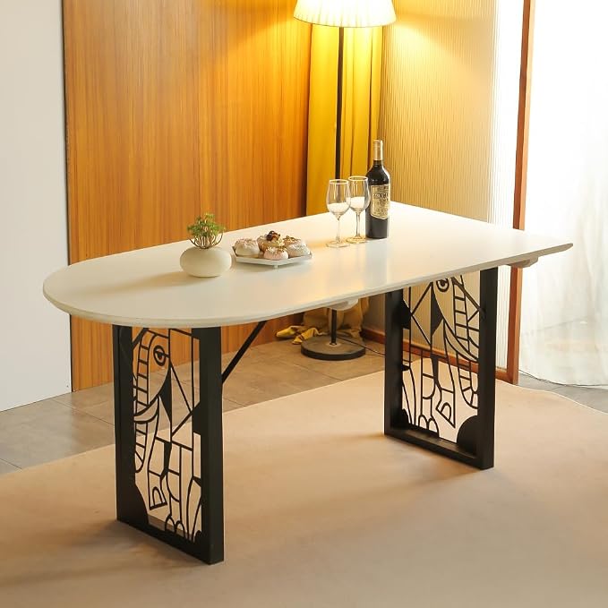 Elephant-Inspired Heavy Duty Metal Table Legs 28 inch, Industrial Modern Desk Base with Laser Engraving Design, Set of 2 for Dining Table/Office Furniture (F)