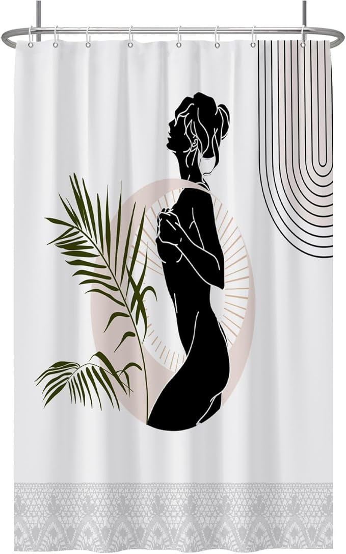 Baocicoo Black Abstract Woman Shower Curtain Boho Mid Century Minimalist Shower Curtain for Bathroom Hostel Hotel Cubicle Bathroom Decorations Waterproof Curtain for Bathroom with Hooks 48x72 Inches