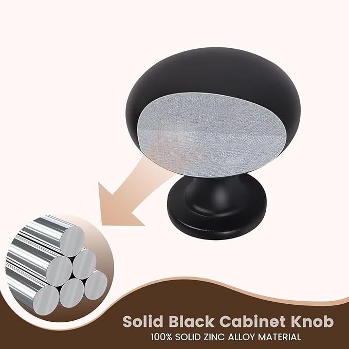 30 Pack Kitchen Cabinet Knobs, 1-3/16 Inch(29.5mm) Drawer Knobs Dresser Knobs,Matte Black Knobs Solid Drawer Pulls,Kitchen Cabinet Pulls for Dresser Drawers