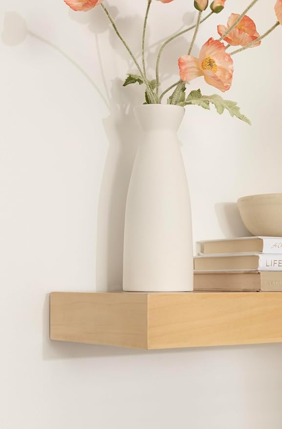 Kate and Laurel Havlock Modern Wood Two-Piece Floating Corner Shelf Set, 26 x 8 x 3, Natural Wood, Wooden Corner Kitchen Shelving with Unique Geometric Shape for Living Room Decor or Entryway Storage