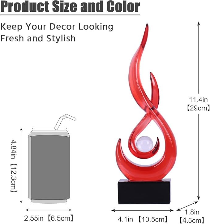 Modern Abstract Art Table Decoration,Resin Flame Statue Modern Red Centerpiece Ornaments for Living Room Great Gift Idea Home Decor,Collectibles