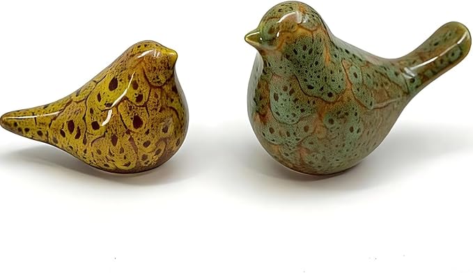 Two-piece set of parent-child bird statues, modern home decor, with removable storage holes, suitable for bedrooms, living rooms, offices, and fireplace mantel decorations. (Kiln color change)